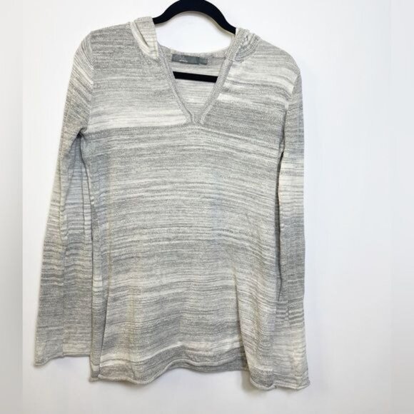 Prana Womens Gemma Hooded Sweater Gray Striped Lightweight Knit Size Large - Picture 3 of 10
